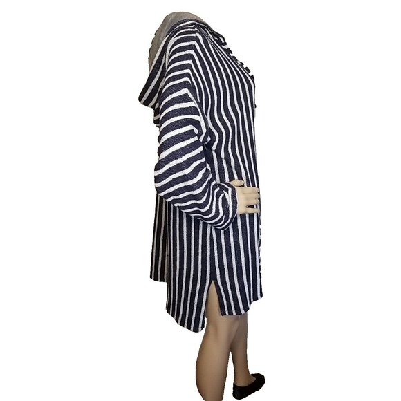 Soft Surroundings Size Large Offshore Hooded Tunic Cover Navy Blue White T45 - Picture 3 of 11